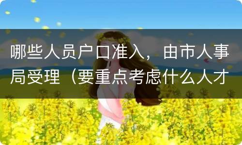 哪些人员户口准入，由市人事局受理（要重点考虑什么人才落户需求并放宽落户条件限制）