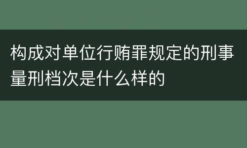 构成对单位行贿罪规定的刑事量刑档次是什么样的