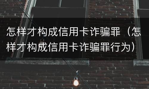 怎样才构成信用卡诈骗罪（怎样才构成信用卡诈骗罪行为）