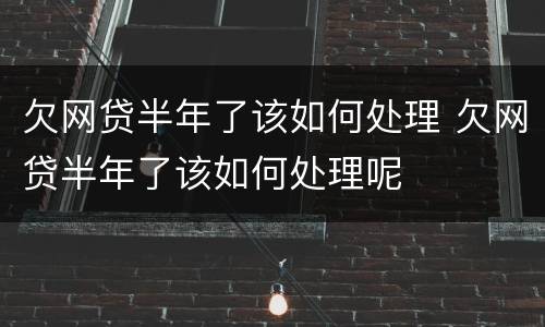 欠网贷半年了该如何处理 欠网贷半年了该如何处理呢