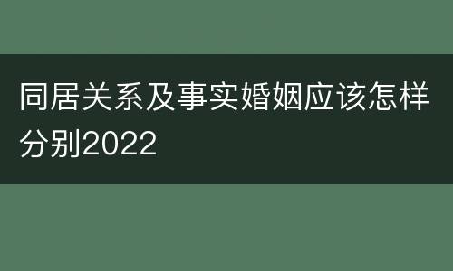 同居关系及事实婚姻应该怎样分别2022