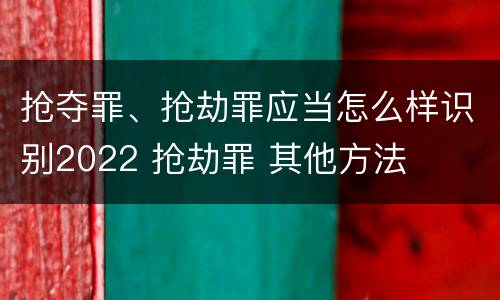 抢夺罪、抢劫罪应当怎么样识别2022 抢劫罪 其他方法