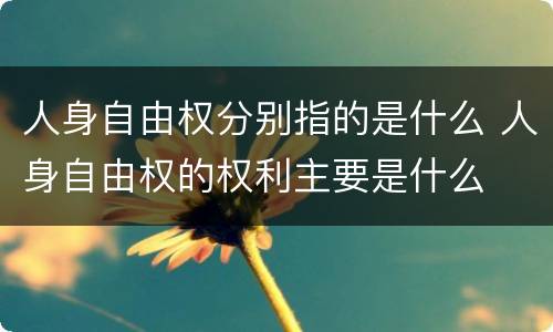 人身自由权分别指的是什么 人身自由权的权利主要是什么