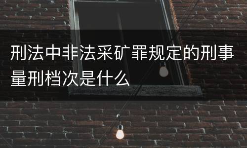 刑法中非法采矿罪规定的刑事量刑档次是什么