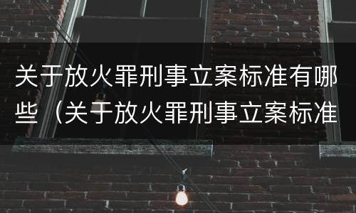 关于放火罪刑事立案标准有哪些（关于放火罪刑事立案标准有哪些规定）
