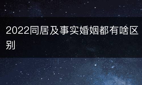 2022同居及事实婚姻都有啥区别