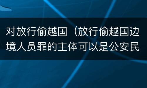 对放行偷越国（放行偷越国边境人员罪的主体可以是公安民警吗）