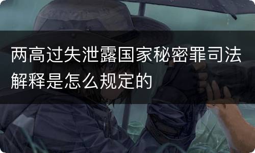 两高过失泄露国家秘密罪司法解释是怎么规定的