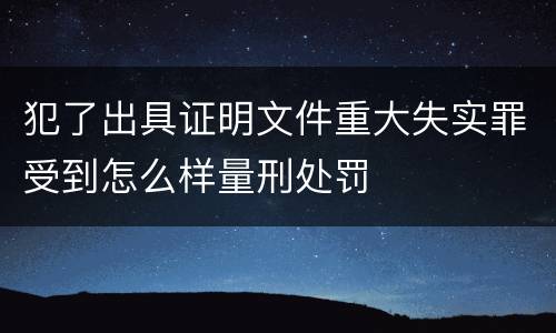 犯了出具证明文件重大失实罪受到怎么样量刑处罚