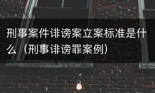 刑事案件诽谤案立案标准是什么（刑事诽谤罪案例）