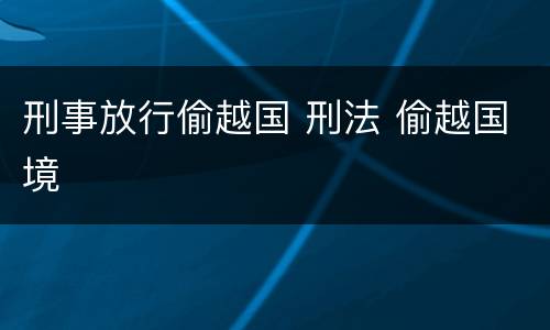刑事放行偷越国 刑法 偷越国境