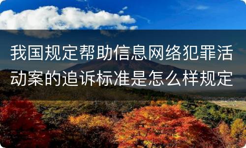 我国规定帮助信息网络犯罪活动案的追诉标准是怎么样规定