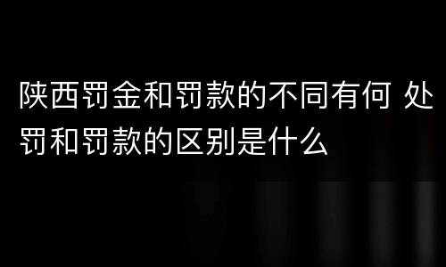 陕西罚金和罚款的不同有何 处罚和罚款的区别是什么