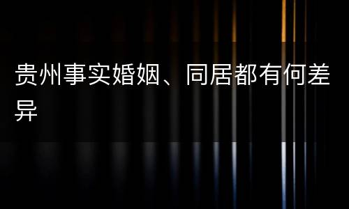 贵州事实婚姻、同居都有何差异