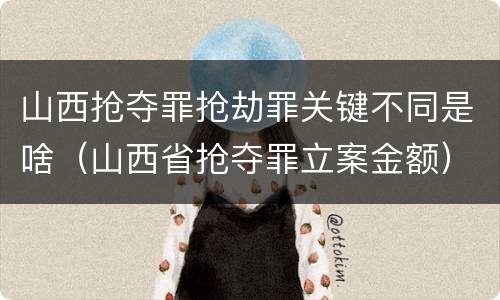 山西抢夺罪抢劫罪关键不同是啥（山西省抢夺罪立案金额）