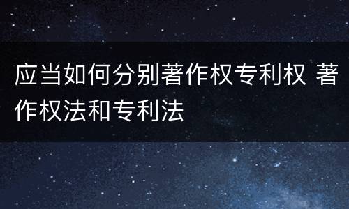 应当如何分别著作权专利权 著作权法和专利法