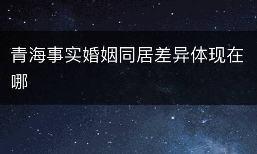 青海事实婚姻同居差异体现在哪