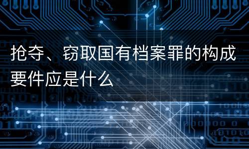 抢夺、窃取国有档案罪的构成要件应是什么