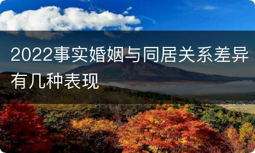 2022事实婚姻与同居关系差异有几种表现
