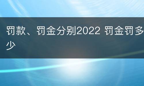 罚款、罚金分别2022 罚金罚多少