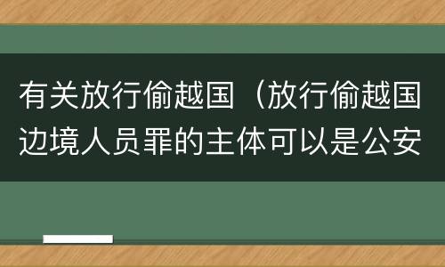 有关放行偷越国（放行偷越国边境人员罪的主体可以是公安民警吗）
