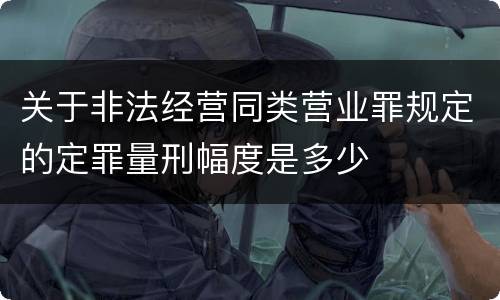 关于非法经营同类营业罪规定的定罪量刑幅度是多少