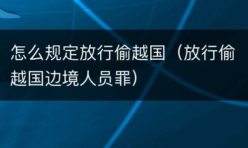 怎么规定放行偷越国（放行偷越国边境人员罪）