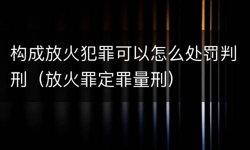 构成放火犯罪可以怎么处罚判刑（放火罪定罪量刑）