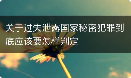 关于过失泄露国家秘密犯罪到底应该要怎样判定