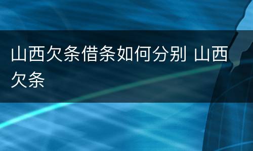 山西欠条借条如何分别 山西 欠条