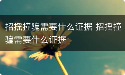 招摇撞骗需要什么证据 招摇撞骗需要什么证据
