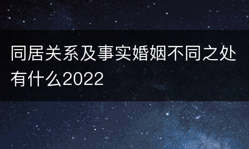 同居关系及事实婚姻不同之处有什么2022