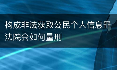 构成非法获取公民个人信息罪法院会如何量刑