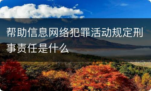 帮助信息网络犯罪活动规定刑事责任是什么