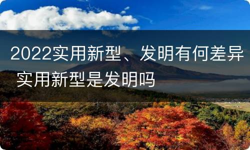 2022实用新型、发明有何差异 实用新型是发明吗