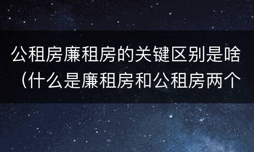 公租房廉租房的关键区别是啥（什么是廉租房和公租房两个有什么特点）