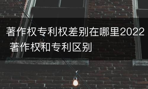 著作权专利权差别在哪里2022 著作权和专利区别