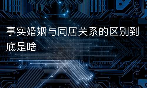 事实婚姻与同居关系的区别到底是啥