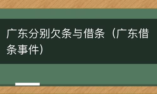 广东分别欠条与借条（广东借条事件）
