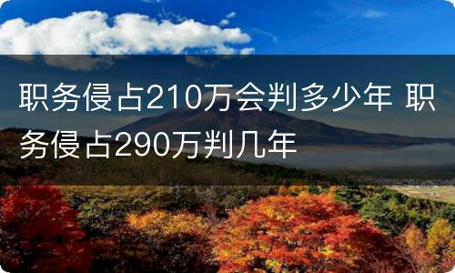 职务侵占210万会判多少年 职务侵占290万判几年