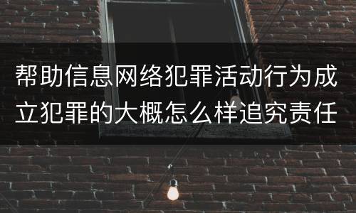 帮助信息网络犯罪活动行为成立犯罪的大概怎么样追究责任
