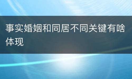 事实婚姻和同居不同关键有啥体现