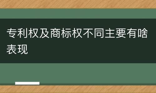 专利权及商标权不同主要有啥表现