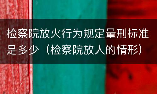 检察院放火行为规定量刑标准是多少（检察院放人的情形）