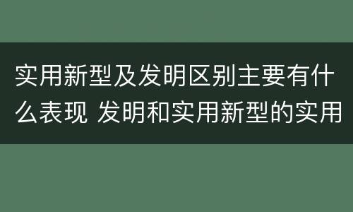 实用新型及发明区别主要有什么表现 发明和实用新型的实用性