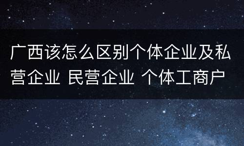 广西该怎么区别个体企业及私营企业 民营企业 个体工商户 区别