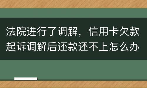 法院进行了调解，信用卡欠款起诉调解后还款还不上怎么办