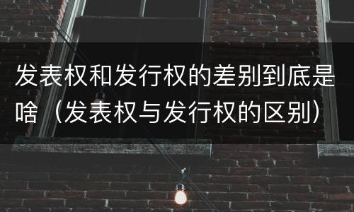 发表权和发行权的差别到底是啥（发表权与发行权的区别）