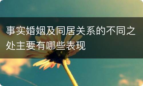 事实婚姻及同居关系的不同之处主要有哪些表现