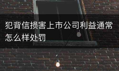 犯背信损害上市公司利益通常怎么样处罚